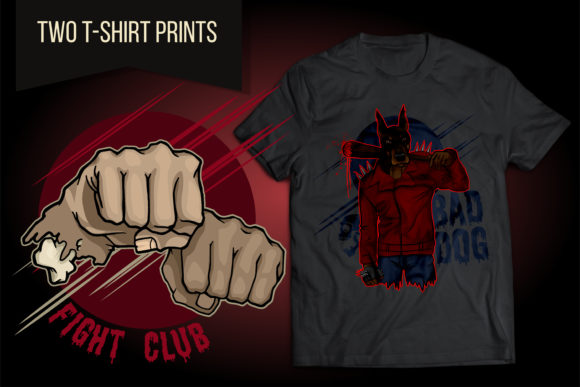 Bad Dog Doberman. Fight Club. Hand Punch Graphics