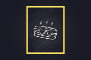 Birthday Cake Line Art Poster