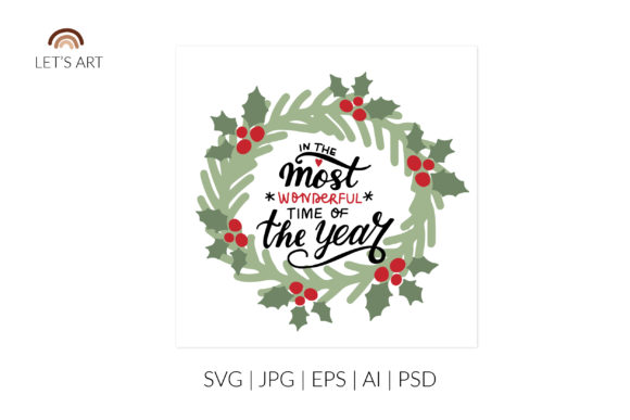 Christmas Wreathe with Holly Berries: Graphics and Illustrations for Digital Sellers