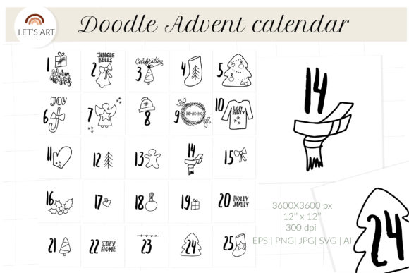Doodle Advent Calendar Svg: Graphics & Illustrations
