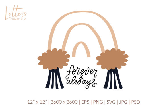 Forever and Always. Boho Rainbow Svg Graphics