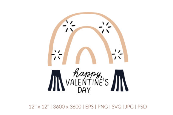 Happy Valentines Day Svg. Boho Rainbow Graphics