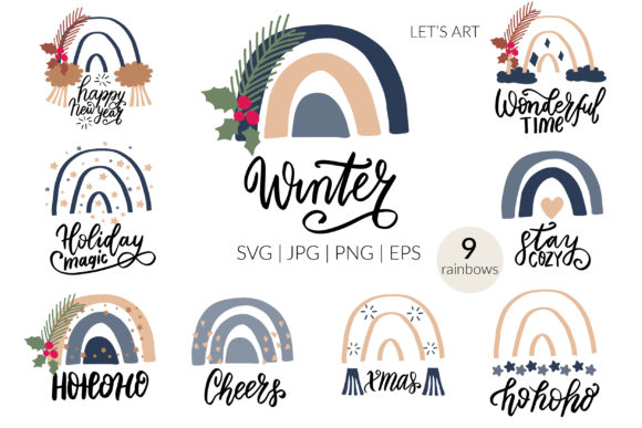 Navy Christmas Rainbows and Quotes Svg for Crafts