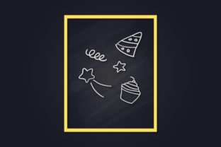 New Year Element Line Art Poster