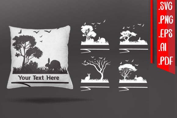 Rabbit Split Silhouette Graphics for Crafts